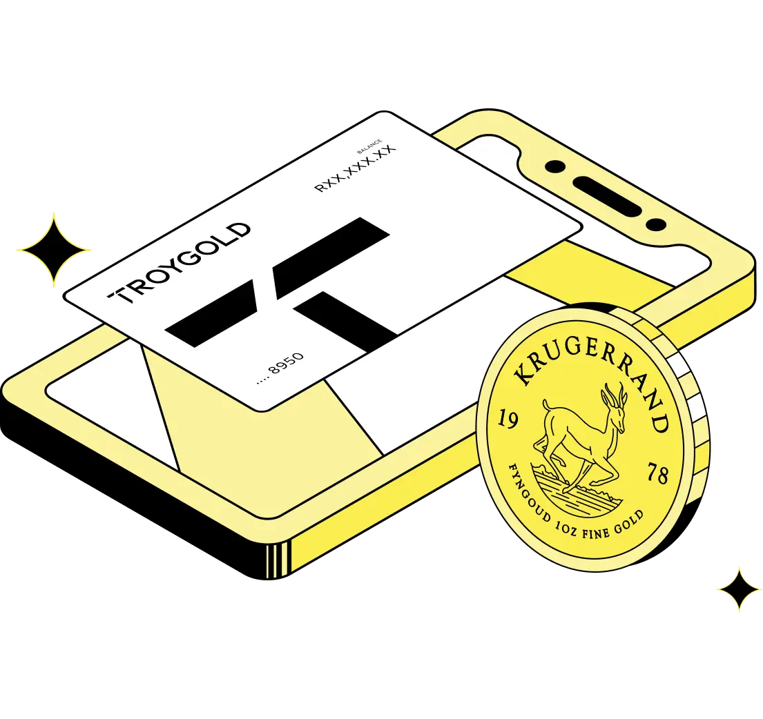 Troygold virtual card and Krugerrand